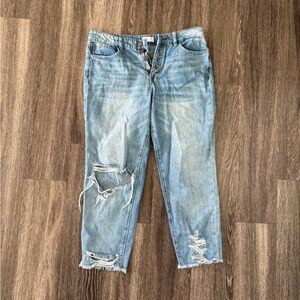 Pink Lily Light Blue Distressed Women Jeans